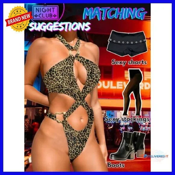 Sexy Halter Monokini Swimsuit with Removable Pads, Thong Back